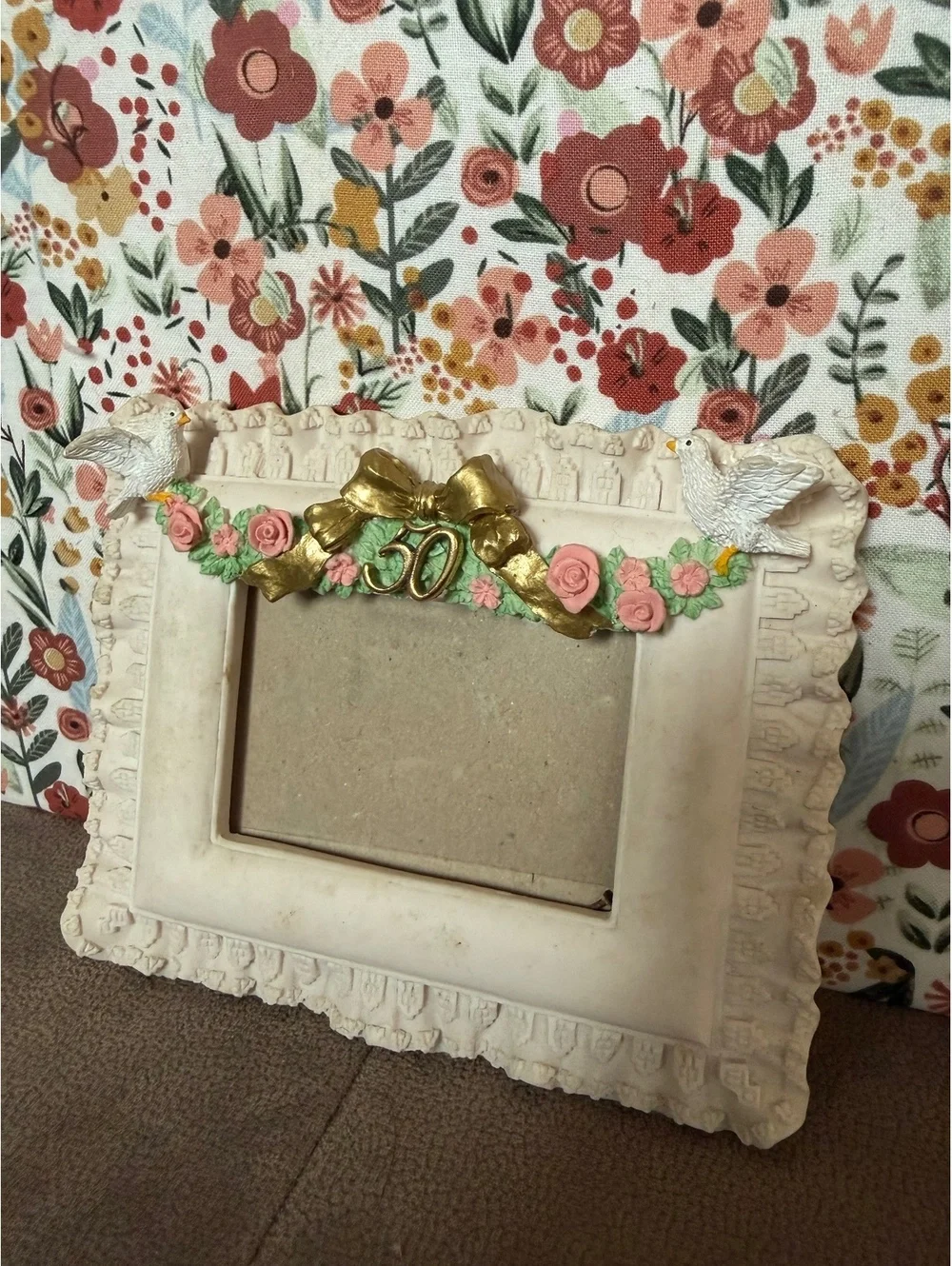 Vintage 50th Anniversary Dove Picture Frame Gold Wedding Photo Frame